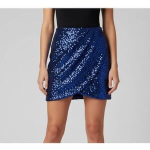 Love & Piece Collection‎ Sequin Wrap Mini Skirt Sparkly Blue Party NYE M